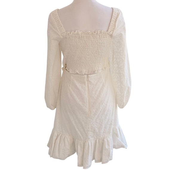 Veronica Beard NEW Denise Dress Sz 4 White Eyelet Cotton Smocked Mini Sun Dress - Picture 7 of 15